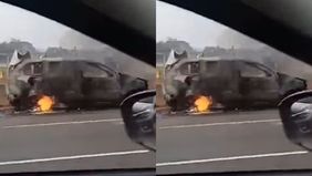 Kepadatan lalu lintas signifikan di Tol Jakarta-Tangerang disebabkan oleh penanganan insiden mobil terbakar.