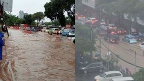 Hujan deras di Jakarta menyebabkan banjir dan kemacetan panjang, terutama di Jalan TB Simatupang.