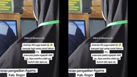 Nampak para wanita mengantri mengambil nomor urut.