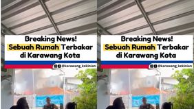 Warga dan pemadam berusaha menjinakkan api.