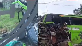 Kondisi bus mengenaskan.