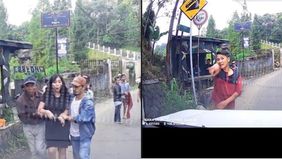 Beredar video memperlihatkan perselisihan ibu hamil dan seorang tukang parkir di kawasan jalan alternatif Puncak, Kabupaten Bogor. Hal tersebut menjadi viral di media sosial.