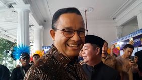 Mantan Gubernur Jakarta, Anies Baswedan menghadiri acara Bentang Harapan JAKasa sebagai salah satu rangkaian acara untuk memeriahkan perayaan malam tahun baru 2025.