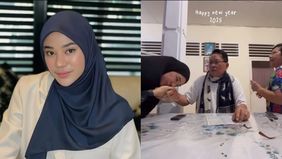 Clara Shinta terlihat tetap menemani kedua orang tuanya melakukan kebaktian, meskipun sudah berpindah agama.