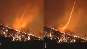 Fenomena alam yang jarang terjadi berupa "tornado api" muncul di Los Angeles pada Jumat, 10 Januari 2025, saat kebakaran besar melanda wilayah Palisades di utara Santa Monica, California.