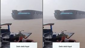 Kejadian itu bermula saat kapal tongkang yang sedang kosong, ditarik oleh tugboat, namun lantaran cuaca ekstrem di sekitar lokasi mengakibatkan tali terputus dan kapal tongkang mengalami kecelakaan.