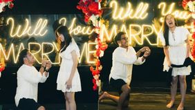 Ochi Rosdiana Resmi dilamar sang kekasih Luthfi dengan sangat romantis, dan dipamerkan di Instagram.