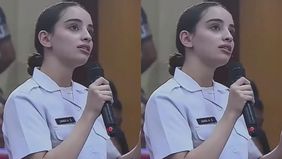 Jana Abu Salha, Kadet mahasiswa asal Palestina mewakili masyarakat Palestina dan 22 Kadet mahasiswa lainnya yang berkuliah Universitas Pertahanan (Unhan) RI sejak dua tahun lalu mengungkapkan rasa terima kasihnya kepada seluruh masyarakat Indonesia.