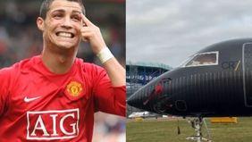 Jet pribadi mewah Cristiano Ronaldo terlihat di landasan pacu Bandara Manchester, Pendaratan misterius jet milik pemain sepak bola tersebut kembali memicu kehebohan di dunia sepak bola, memunculkan spekulasi di kalangan para penggemar.