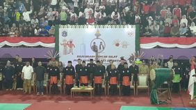 Wakil Gubernur DKI Jakarta, Rano Karno membuka Kejuaraan Pencak Silat Piala Gubernur DKI Jakarta Tahun 2025 di Gelanggang Olah Raga (GOR) Ciracas, Jakarta Timur, pada Senin, 24 Februari 2025. 