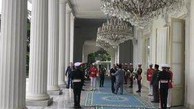 Presiden Prabowo Subianto menerima kunjungan Sekretaris Dewan Keamanan Rusia, Sergei K. Shoigu, di Istana Merdeka, Jakarta, Selasa, 24 Februari 2025.