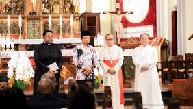 Menag menyampaikan sambutan sebelum pelaksanaan Misa Requiem Paus Fransiskus di Gereja Katedral Jakarta.