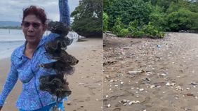 Mantan Menteri Kelautan dan Perikanan, Susi Pudjiastuti, kembali menunjukkan kepeduliannya terhadap lingkungan, khususnya kebersihan pantai.