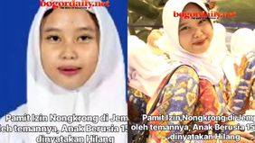 Pakaian yang di pakai terakhir pamitan kaos lengan panjang berwarna hitam berkerah celana jeans hitam dan sepatu berwarna putih ciri khusus ada tahi lalat kecil di dahi atas rambu aga panjang dan ikal, yang bernama Siti Aliza.