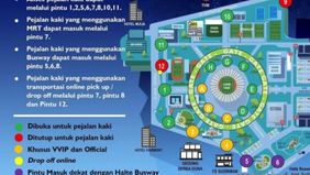 Polda Metro Jaya menjelaskan pejalan kaki yang menggunakan transportasi umum jenis Moda Raya Terpadu (MRT) dapat masuk melalui Pintu 7.
