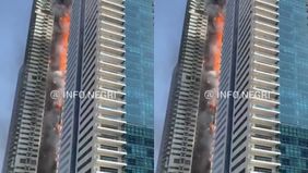 Kebakaran terjadi di lantai atas Tiger Tower - juga dikenal sebagai Marina Pinnacle - di distrik yang sibuk.