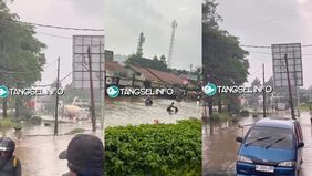 Hujan deras yang mengguyur wilayah Tangerang Selatan pada Senin sore, 7 Juli 2025, kembali menyebabkan banjir di sejumlah titik. Salah satu lokasi yang terdampak adalah Jalan Merpati Raya, Sawah Lama, Ciputat, yang tergenang air cukup tinggi menjelan