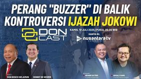 Saksikan selengkapnya pembahasan tentang 'bisingnya' Perang "Buzzer" di Balik Kontroversi Ijazah Jokowi" dalam program DonCast Nusantara TV, yang tayang hari ini, Kamis 10 Juli 2025 mulai pukul 20.00 WIB. 