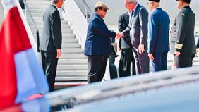 Presiden Republik Indonesia, Prabowo Subianto, tiba di Bandar Udara Brussel pada Sabtu sore, 12 Juli 2025, waktu setempat.