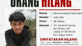 Seorang laki-laki bernama Muhammad Fahrudin (28 tahun), dinyatakan hilang sejak Minggu sore 13 Juli 2025, sekitar waktu Magrib dan hingga kini belum kembali serta tidak dapat dihubungi melalui WhatsApp maupun telepon biasa.