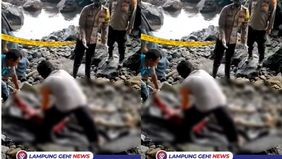 Warga digegerkan adanya penemuan mayat tanpa kepala di pinggir Pantai Cukuh Pandan, Pekon Padang Ratu, Kecamatan Limau, Tanggamus, Selasa (15/7).