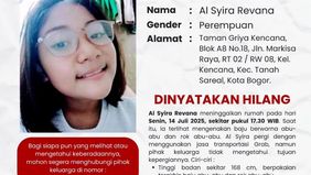 Ia pergi dari rumahnya di Tanah Sareal, Kota Bogor
