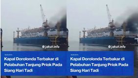 Kapal tersebut tidak sedang berlayar karena dalam tahap perbaikan di area Dok Pelabuhan.