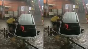 Hujan deras yang mengguyur kawasan Cimanggis, Depok, pada Senin, 11 Agustus 2025 sore menyebabkan banjir di sejumlah titik.