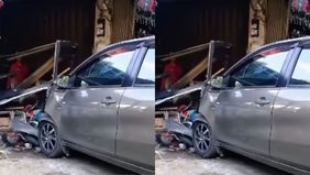 Sebuah mobil terlibat kecelakaan, menabrak pedagang kaki lima di kawasan dekat Ramayana Kota Sukabumi, Senin, 18 Agustus 2025 sekitar pukul 09.14 WIB.