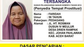 Penyidik Wilayatul Hisbah (WH), aparat penegak syariat Islam di Kabupaten Aceh Barat, menetapkan Faridah (56), warga Desa Drien Rampak, Meulaboh, sebagai Daftar Pencarian Orang (DPO).