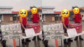 Fenomena tak biasa terlihat di salah satu SPBU Shell kawasan Bintaro. Alih-alih hanya melayani pengisian bahan bakar, dua petugas berseragam Shell tampak berdiri di depan sebuah meja kecil berisi cooler box dan papan promosi minuman.