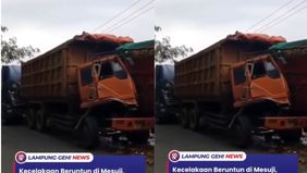 Belum diketahui penyebab kecelakaan hingga korban insiden tersebut, namun kondisi ketiga truk tampak kerusakan di bagian depan (bagian sopir).