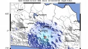 Gempa tektonik berkekuatan Magnitudo 2,9 menggoyang wilayah Kabupaten Bandung, Jawa Barat, pada Rabu, 19 November 2025, sekitar pukul 10.10 WIB. Getaran tersebut dipicu oleh aktivitas sesar aktif di kawasan setempat.