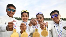 Menteri Pemuda dan Olahraga Erick Thohir bersyukur Kontingen Indonesia mulai meraih medali emas pada hari kedua perjuangan di SEA Games Thailand 2025, Rabu, 10 Desember 2025.