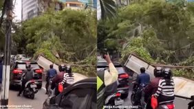 Sebuah pagar dinding seng roboh di kawasan Kuningan, Jakarta Selatan, pada Rabu, 17 Desember 2025 siang. Insiden ini terjadi di Jalan Perintis, arah Jalan Guru Mughni, dan diduga dipicu oleh angin kencang.