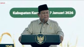 Prabowo Subianto menghadiri kegiatan panen raya di Karawang, Jawa Barat.
