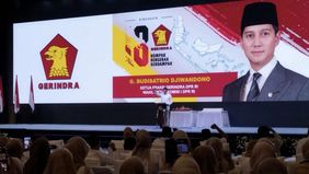 Partai Gerindra menggelar perayaan Hari Ulang Tahun (HUT) ke-18 di Gedung Pustakaloka, kompleks parlemen, Jakarta, Jumat, 6 Februari 2026, dihadiri oleh sejumlah elite partai dan kader yang kini menjabat sebagai menteri.