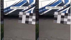 Telah terjadi laka antara pemotor dengan Bus pagi ini di lamer daralon / CCM sekitar pukul 06.30wib 12 febuari 2026, info sementara pemotor berboncengan.