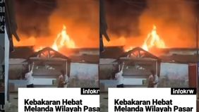 Terjadi kebakaran hebat melanda Pasar Rebo Purwakarta pada Selasa (24/2) sekitar pukul 3 pagi.