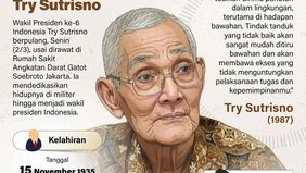 Wakil Presiden ke-6 Republik Indonesia, Try Sutrisno, wafat pada Senin 2 Maret 2026 setelah menjalani perawatan di Rumah Sakit Angkatan Darat Gatot Soebroto, Jakarta.