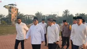 Prabowo Subianto tiba di Masjid Darussalam untuk menunaikan salat Idulfitri 1447 Hijriah, Sabtu, 21 Maret 2026