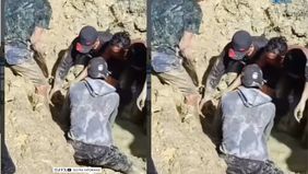 ?Peristiwa tersebut terekam dalam video yang diterima dalam rekaman itu, sejumlah warga tampak berjibaku melakukan pencarian korban dengan peralatan seadanya. Upaya evakuasi juga dibantu menggunakan alat berat berupa ekskavator untuk menggali materia