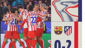 Barcelona harus bermain dengan 10 orang di babak pertama setelah bek Pau Cubarsi mendapatkan kartu merah langsung.