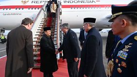 Prabowo Subianto tiba di Bandara Vnukovo-2 di Moskow, Federasi Rusia, pada Senin, 13 April 2026, pukul 07.45 waktu setempat (WS).