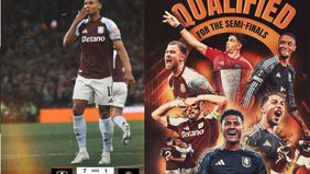 Aston Villa mengemas kemenangan dengan skor 4-0 atas Bologna pada leg kedua perempat final Liga Europa di Stadion Villa Park, Birmingham, Kamis waktu setempat.
