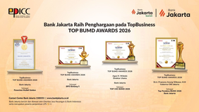 Bank Jakarta meraih sejumlah kategori penghargaan pada ajang TOP BUMD Awards 2026 yang diselenggarakan oleh Majalah Top Business bersama Institut Otonomi Daerah (i-OTDA) dan sejumlah lembaga independen di Jakarta Senin, 13 April 2026.