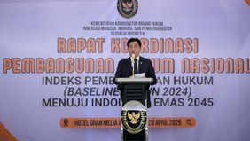 Hal ini dinyatakannya saat membuka Rapat Koordinasi Pembangunan Hukum Nasional, Indeks Pembangunan Hukum (Baseline Tahun 2024) Menuju Indonesia Emas 2045.