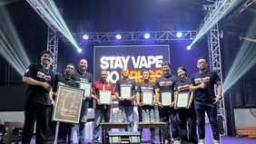 Komunitas pengguna rokok elektrik menggelar kegiatan bertajuk &ldquo;Halalbihalal Vapers with Therion DNA Indonesia&rdquo; di Bekasi pada 25 April 2026.