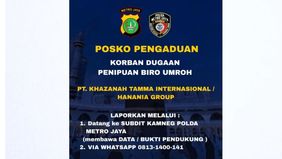 Polda Metro Jaya membuka posko pengaduan bagi masyarakat yang diduga menjadi korban penipuan oleh biro perjalanan umrah PT Khazanah Tamma Internasional (Hanania Group)
