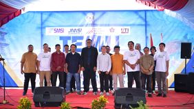 Kebersamaan insan pers mewarnai pelaksanaan Temu Jurnalis Gorontalo 2026 yang digelar di kawasan Wombohe Jurnalis, Kota Gorontalo, Jumat, 12 Juni 2026.